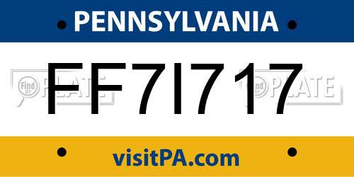 FF7I717 Pennsylvania License Plate