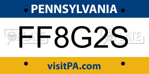 FF8G2S Pennsylvania License Plate