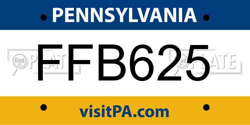 FFB625 Pennsylvania License Plate