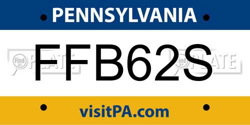FFB62S Pennsylvania License Plate