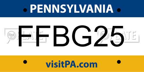 FFBG25 Pennsylvania License Plate