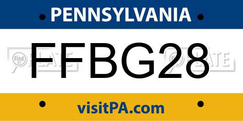 FFBG28 Pennsylvania License Plate