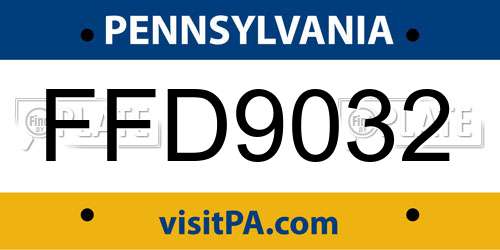 FFD9032 Pennsylvania License Plate