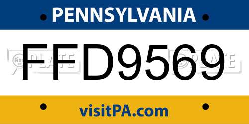 FFD9569 Pennsylvania License Plate