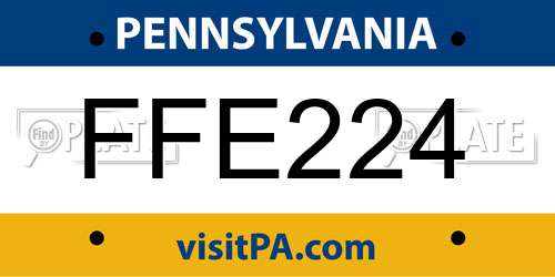 FFE224 Pennsylvania License Plate