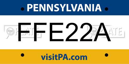 FFE22A Pennsylvania License Plate
