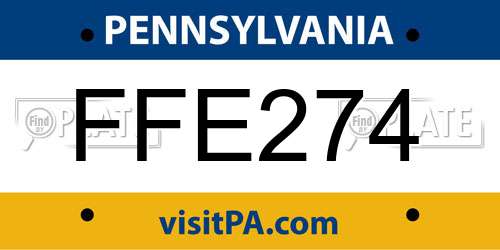FFE274 Pennsylvania License Plate