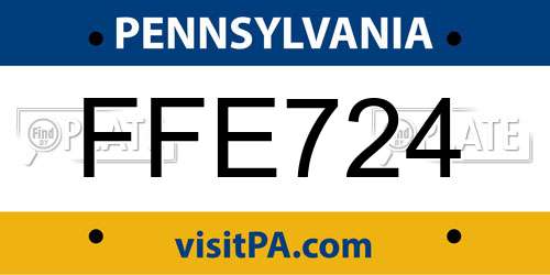 FFE724 Pennsylvania License Plate