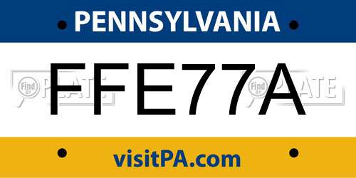 FFE77A Pennsylvania License Plate