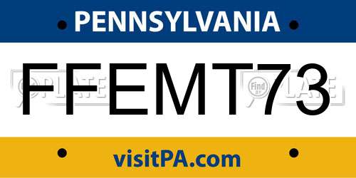 FFEMT73 Pennsylvania License Plate