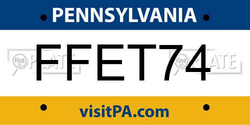 FFET74 Pennsylvania License Plate