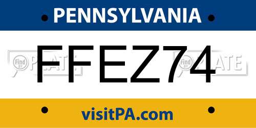 FFEZ74 Pennsylvania License Plate