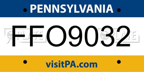 FFO9032 Pennsylvania License Plate