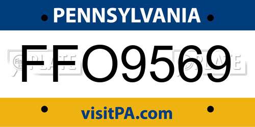 FFO9569 Pennsylvania License Plate