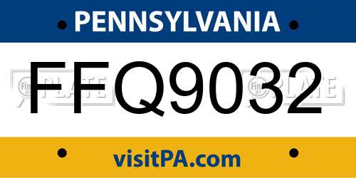 FFQ9032 Pennsylvania License Plate