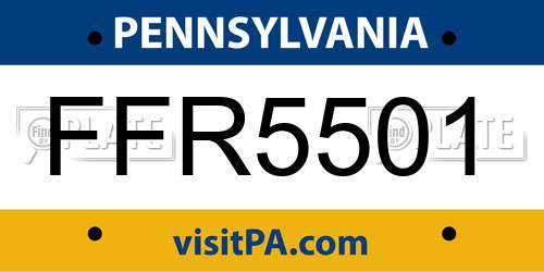 FFR5501 Pennsylvania License Plate