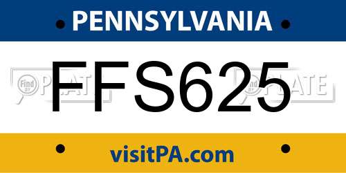FFS625 Pennsylvania License Plate