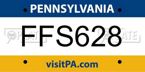 FFS628 Pennsylvania License Plate