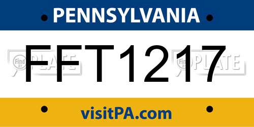 FFT1217 Pennsylvania License Plate