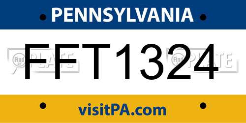 FFT1324 Pennsylvania License Plate