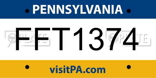 FFT1374 Pennsylvania License Plate