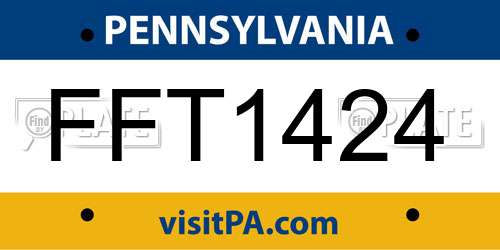 FFT1424 Pennsylvania License Plate
