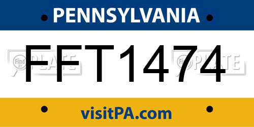 FFT1474 Pennsylvania License Plate