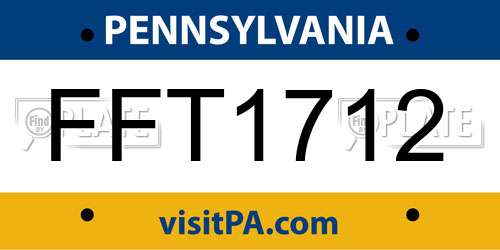 FFT1712 Pennsylvania License Plate