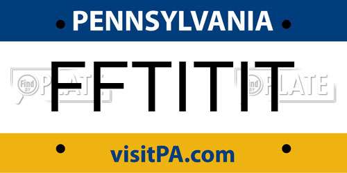 FFTITIT Pennsylvania License Plate