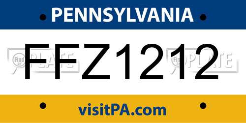 FFZ1212 Pennsylvania License Plate