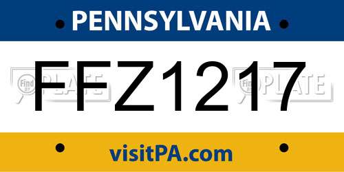 FFZ1217 Pennsylvania License Plate
