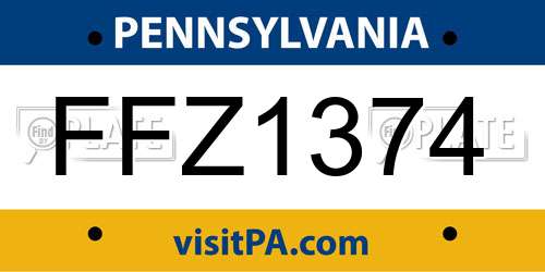 FFZ1374 Pennsylvania License Plate
