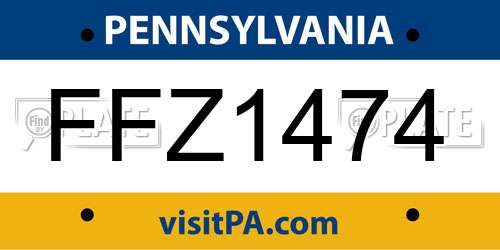 FFZ1474 Pennsylvania License Plate