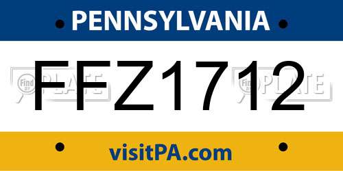 FFZ1712 Pennsylvania License Plate