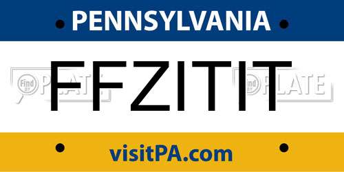 FFZITIT Pennsylvania License Plate