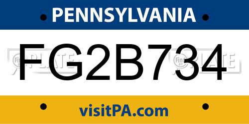 FG2B734 Pennsylvania License Plate