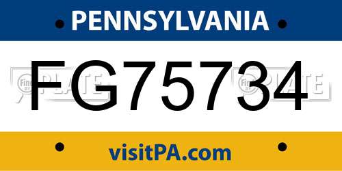 FG75734 Pennsylvania License Plate