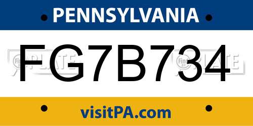 FG7B734 Pennsylvania License Plate
