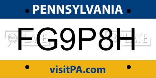 FG9P8H Pennsylvania License Plate