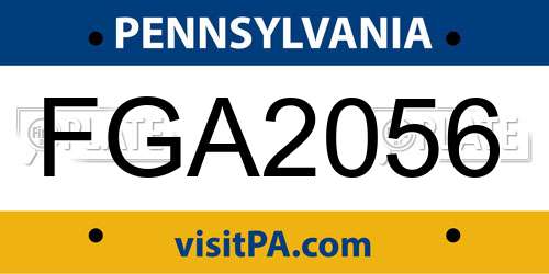 FGA2056 Pennsylvania License Plate