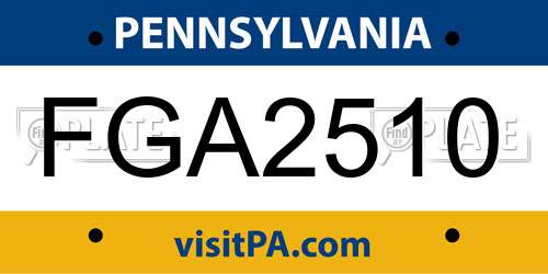 FGA2510 Pennsylvania License Plate