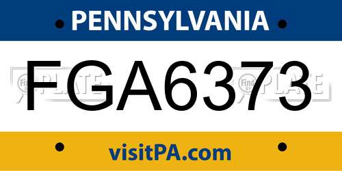 FGA6373 Pennsylvania License Plate