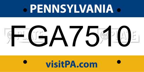 FGA7510 Pennsylvania License Plate