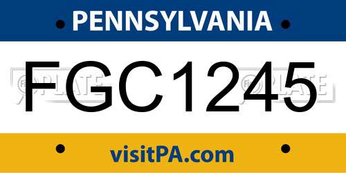 FGC1245 Pennsylvania License Plate