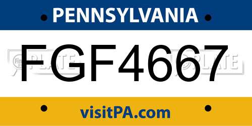 FGF4667 Pennsylvania License Plate