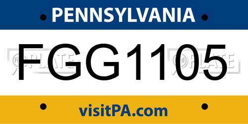 FGG1105 Pennsylvania License Plate