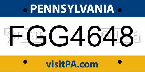 FGG4648 Pennsylvania License Plate