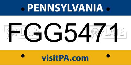 FGG5471 Pennsylvania License Plate