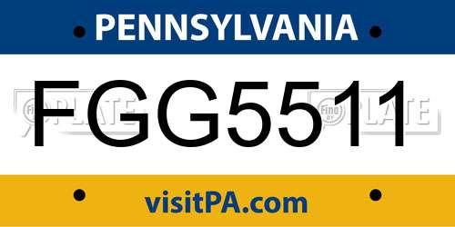 FGG5511 Pennsylvania License Plate
