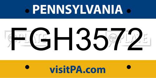 FGH3572 Pennsylvania License Plate